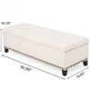 Upholstered Storage Ottoman With Nailhead Trim - Beige - Image 3