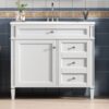 Bathroom Vanity With Top Sink, Modern Bathroom Storage Cabinet 2 Drawers And A Tip-Out Drawer, Single Sink Bathroom Vanity - White - Image 18