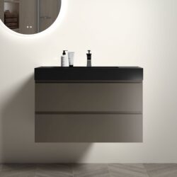 Alice - 36" Bathroom Vanity With Sink, Large Storage Wall Mounted Floating Bathroom Vanity For Modern Bathroom, One-Piece Black Sink Basin Without Drain And Faucet - Black / Gray