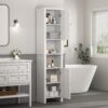 Wooden Bathroom Floor Storage Cabinet With 2 Doors And 6 Shelves - White - Image 9