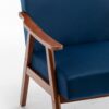 Accent Chair, Classic Mid Century Modern For Extra Seating - Dark Blue - Image 3