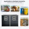 Outdoor Storage Shed With Floor Resin Shed With Two-Window, Waterproof, Lockable Doors For Patio, Yard, Lawn - Black - Image 8