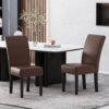 Contemporary Dining Chair (Set of 2) With Upholstery And Rubberwood Legs - Dark Brown - Image 6