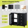Bathroom Vanity With Two Soft Close Doors, Adjustable Shelves And Three Drawers - Black - Image 5