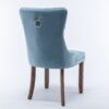Nikki - Modern, High-End Tufted Solid Wood Contemporary Velvet Upholstered Dining Chair With Wood Legs Nailhead Trim (Set of 2) - Light Blue - Image 5