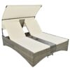 Patio Daybed Outdoor Daybed Sun Lounger With Shelter Roof With Adjustable Backrest, Storage Box And 2 Cup Holders For Patio, Balcony, Poolside - Cream - Image 17