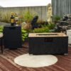 32" Propane Gas Fire Pit Table With Propane Tank Cover, 50000 Btu Rectangular Steel Fire Pit With Beautiful Wicker Base For Outside Garden - Dark Gray - Image 2