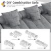 Modern Oversized Modular Sectional Sofa, Sparkling Fabric Soft Cushion Sofa With 6 Pillows, 6 Pieces Diy Combination Tufted Sofa, No Assembly Required - Gray - Image 15