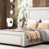 Queen Size Upholstered Bed With Slats Support, No Box Spring Needed - Beige - Image 14