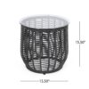 Arias - Boho Side Table With Tempered Glass Top And Rattan Wrap - Black - Image 3