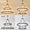 Extra Large Wagon Wheel Chandelier, 2 Tier 36 Lights (No Include) Farmhouse Industrial Round High Ceiling Pendant Light Adjustable Chain, For Dining Room, Living Room, Kitchen - Black - Image 10