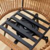 Modern 3 Piece Set, Anti - Spill Round Coffee Table, 2 Rattan Swivel Chairs, Outdoor Patio Furniture For Tea Time - Black / Wood - Image 15
