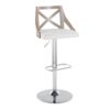 Charlotte - Farmhouse Adjustable Height Barstool With Swivel Rounded Rectangle Footrest (Set of 2) - Chrome / Light Gray / Cream - Image 2