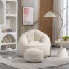Bedding Bean Bag Sofa Chair High Pressure Foam Bean Bag Chair Adult Material With Padded Foam Padding Compressed Bean Bag With Footrest - Beige - Image 9