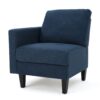 Comfy 5 Pieces L Shaped Sofa With Wooden Legs, Modern Side Chairs For Living Room - Navy Blue - Image 3