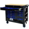 12 Layer Drawer Multi Purpose Tool Cart With Wheels And Wooden Countertops - Black / Blue - Image 4