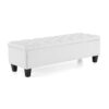 Contemporary Button Tufted Diamond Stitched Storage Ottoman - White - Image 2
