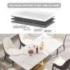 70.84" Modern Artificial Stone Panel Double-Ring Stainless Steel Metal Legs, Can Accommodate 6-8 People - White / Gold - Image 6