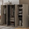 6 Doors Wardrobe Storage For Bedroom, With 2 Drawers Inside - Black / Nature - Image 6