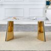Dining Table, Paired With Electroplated Golden Butterfly Table Legs - Gold / White - Image 5