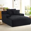 Cloudline - Oversized Chaise Lounge Chair In Soft Corduroy, Modern Comfy Couch With Full Foam Cushioning, Cozy Sleeper Sofabed For Living Room - Black - Image 6
