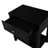 Dylan - Wooden End Side Table Nightstand With Glass Top And Drawer - Black - Image 4