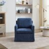 Swivel Accent Chair, Upholstered Skirted Swivel Chair With Removable Back Cushion, 360 Degree Comfy Armchair For Living Room, Nursery, Lounge, Office - Navy Chenille - Image 2