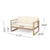 4 Pieces Acacia Wood Patio Furniture Set, Outdoor Furniture With Coffee Table, Patio Conversation Set Deep Seating With Soft Cushion, Porch Chairs For Backyard Porch Balcony - Brown Wash / Beige - Image 3