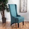 Alight - Upholstered Dining Chair With High Back And Birch Wood Legs - Teal - Image 3
