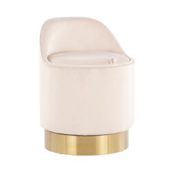 Marla - Contemporary / Glam Vanity Stool - Gold / Cream