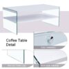 Modern Double Rectangular Coffee Table With Storage Function And Transparent Tempered Glass - White - Image 12