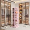 New 360 Rotating Shoe Cabinet With 7 Layers Can Accommodate Up To 28 Paris Shoes - Pink - Image 2