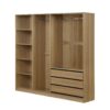 Doorless Storage Wardrobe For Dedroom With Shelves And 3 Drawers - Nature - Image 6