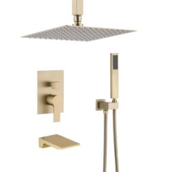 Elegant Shower System High Pressure Rainfall Shower Head With Handheld Spray Stainless Steel - Brushed Gold