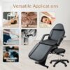 Massage Salon Tattoo Chair With Two Trays Esthetician Bed With Hydraulic Stool, Multi-Purpose 3-Section Facial Bed Table, Adjustable Beauty Barber Spa Beauty Equipment - Black - Image 3