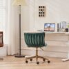 Office Desk Chair, Upholstered Home Office Desk Chairs With Adjustable Swivel Wheels, Ergonomic Office Chair For Living Room, Bedroom, Office, Vanity Study - Emerald - Image 16