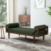 Chic Modern Chaise Lounge With Button Tufting And Bentwood Design - Blackish Green - Image 2