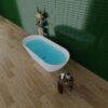 63" Shiny Acrylic Freestanding Soaking Bathtub With Chrome Overflow And Drain, Cupc Certified 22A09-63 - White - Image 4