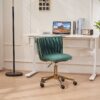 Office Desk Chair, Upholstered Home Office Desk Chairs With Adjustable Swivel Wheels, Ergonomic Office Chair For Living Room, Bedroom, Office, Vanity Study - Emerald - Image 14