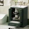 Bathroom Vanity With Ceramic Sink Combo, Modern Freestanding Storage Cabinet With Silver Handles, Soft Closing Doors - Green - Image 26