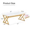 Modern Marble Pattern Coffee Table With Metal Legs, Sintered Stone Surface - White / Gold - Image 4