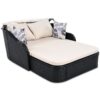 Outdoor Sunbed With Adjustable Canopy, Double Lounge, Daybed - Black / Beige - Image 11