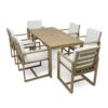 Patio Dining Set Outdoor Dining Table And Chair Set With And Removable Cushions For Patio, Backyard, Garden - Light Teak - Image 14