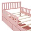 Twin Size Platform Bed With Guardrails On Both Sides And 2 Storage Drawers - Pink - Image 7