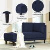 Mid-Century Modern Linen Corner Lounge Chair, Upholstered Indoor Chaise Lounge, Sleeper Sofa Bed - Blue - Image 16
