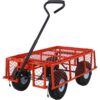 Red Steel Garden Cart With Removable Mesh Sides 550 Lb Capacity 3 Cu Ft - Red - Image 5