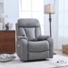 35.4" Electric Power Lift Recliner Chair, Fabric Recliner Chair, Home Theater Seating, Living Room Chair, Side Pocket, Remote Control - Light Gray - Image 4