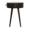Nordic Circular Shaped Bedside Table - Walnut - Image 5