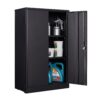 Metal Storage Cabinet With Locking Doors And Adjustable Shelf, Folding Filing Storage Cabinet, Folding Storage Locker Cabinet For Home Office, School, Garage - Black - Image 11