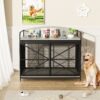 Heavy Duty Large Dog Crate Furniture For Large Medium Dog, Farmhouse Wooden Dog Kennel Indoor End Table, Decorative Pet House For Large Dogs - Gray - Image 2